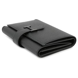 Hermès-Hermes Tri-fold Wallet in Black Epsom Leather-Black