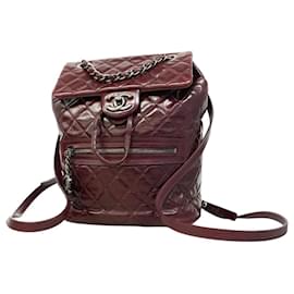 Chanel-Chanel Bordeaux Calfskin Backpack-Dark red