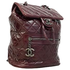 Chanel-Chanel Bordeaux Calfskin Backpack-Dark red