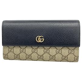 Gucci-Gucci GG Marmont Supreme Long Wallet-Brown,Black