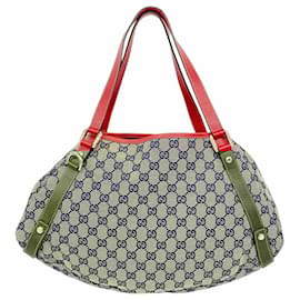 Gucci-Gucci GG Canvas Abbey Tote Bag-Red,Navy blue