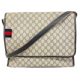Gucci-Gucci GG Supreme Sherry Line Shoulder Bag-Beige,Navy blue