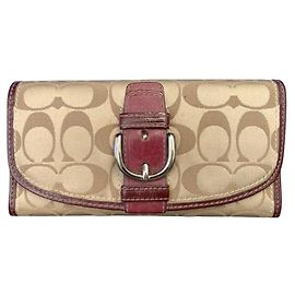 Carteira Longa COACH em Lona Monogram e Couro Roxo Rosa Bege Roxo