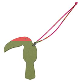 Hermès-Hermes Petit Ash Toucan Handbag Charm-Red,Beige