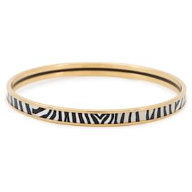 Hermès-Hermes Enamel Bangle-Black,White,Golden