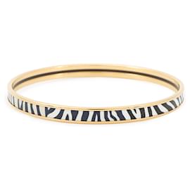 Hermès-Hermes Enamel Bangle-Black,White,Golden