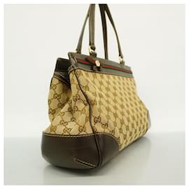 Gucci-Gucci GG Canvas Sherry Line Handbag-Brown