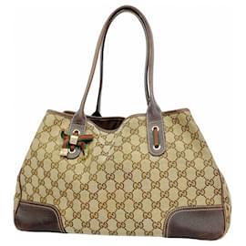 Gucci-Gucci GG Canvas Sherry Line Tote Bag-Brown
