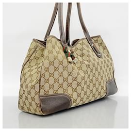 Gucci-Gucci GG Canvas Sherry Line Tote Bag-Brown