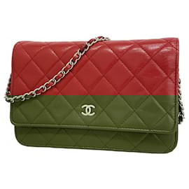 Chanel-Chanel Matelasse Chain Shoulder Wallet-Red
