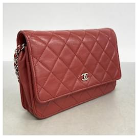 Chanel-Chanel Matelasse Chain Shoulder Wallet-Red