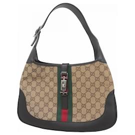 Gucci-Gucci GG Canvas Sherry Line Jackie Shoulder Bag-Brown,Beige