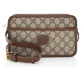 Gucci-Gucci GG Supreme Mini Retro Shoulder Bag-Brown,Beige