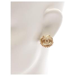 Chanel-Chanel Coco Mark Rhinestone Earrings Gold-Golden,Metallic