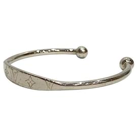 Louis Vuitton-Louis Vuitton Jonc Monogram Bracelet-Silvery,Metallic