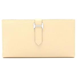 Hermès-Hermes Bearn Souffle Bifold Wallet Beige-Brown,Beige