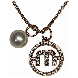 Collar de Perlas M Logo de Miu Miu Blanco