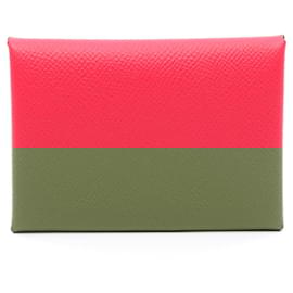 Hermès-Hermes Calvi Duo Coin Case Pink-Pink