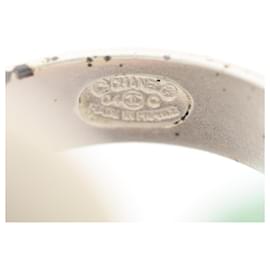 Chanel-Chanel Coco Mark Ring Stainless Steel Plastic-Silvery,Metallic