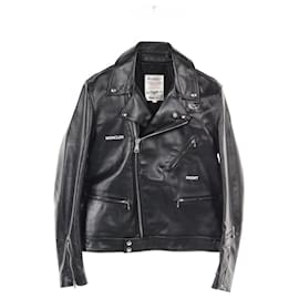 Moncler-Moncler GENIUS 7 FRAGMENT HIROSHI FUJIWARA × Lewis Leathers DWAYNE CYCLONE Horse Leather Jacket-Black