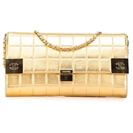 Chanel-Chanel Choco Bar Lambskin Shoulder Bag-Golden