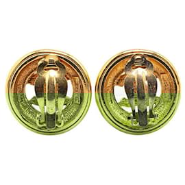 Chanel-Chanel Gold Plated Coco Mark Round Earrings-Golden