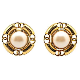 Chanel-Chanel Gold-Plated Coco Mark Earrings 94P-Golden