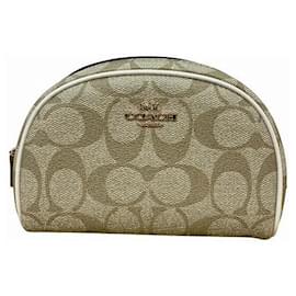 Coach-Coach Signature PVC Leather Pouch-Beige