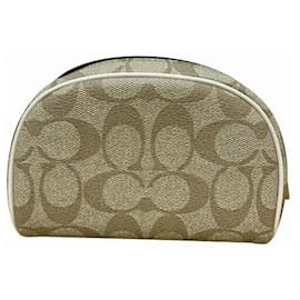 Coach-Coach Signature PVC Leather Pouch-Beige