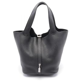 Hermès-Hermes Picotin Lock Taurillon Clemence Handbag-Black
