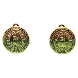 Chanel-Chanel Gold-Plated Coco Mark 31 RUE CAMBON PARIS Earrings-Golden