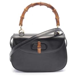Gucci-Gucci Bamboo Leather Handbag-Black
