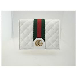 Gucci-Gucci Double G Leather Card Case Mini Wallet-White,Golden