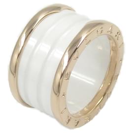 Bulgari-BVLGARI B-zero1 Au750 Pink Gold Ceramic Ring Size 8.5-White