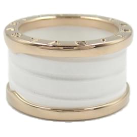 Bulgari-BVLGARI B-zero1 Au750 Pink Gold Ceramic Ring Size 8.5-White