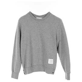 Thom Browne-Thom Browne Classic Loopback Pullover Cotton Sweatshirt-Brown,Grey