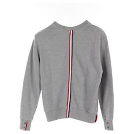 Thom Browne-Thom Browne Classic Loopback Pullover Cotton Sweatshirt-Brown,Grey
