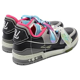 Louis Vuitton-Louis Vuitton LV Trainer Line Leather Suede Sneakers-Brown,Black,Multiple colors