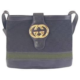 Gucci-Gucci GG Canvas/Leather Interlocking Old Gucci Sheline Shoulder Bag-Black