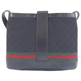 Gucci-Gucci GG Canvas/Leather Interlocking Old Gucci Sheline Shoulder Bag-Black