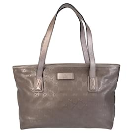 Gucci-Gucci GG Imprime Grey PVC/Leather 2way Tote Bag 211138-Grey