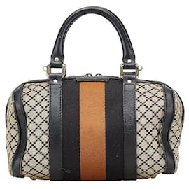 Gucci-Gucci Diamante Canvas Leather Boston Bag-Multiple colors,Beige