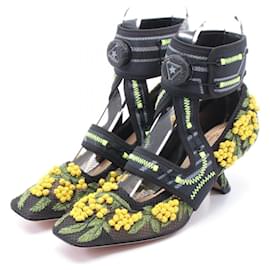 Dior-Dior Christian Dior × Roger Vivier 62-22 Fabric Cotton Pumps-Black,Green,Yellow