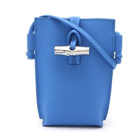 Longchamp Leather Le Roseau Smartphone Case 2way Shoulder Bag Blue