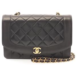Chanel-Chanel Matelasse Diana Flap Lambskin Shoulder Bag-Black