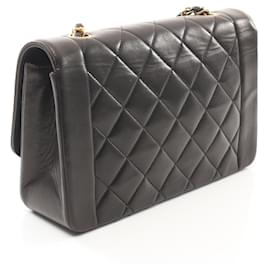 Chanel-Chanel Matelasse Diana Flap Lambskin Shoulder Bag-Black