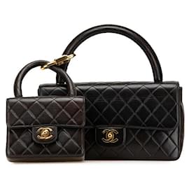 Chanel-Chanel Top Handle Lambskin Handbag-Black
