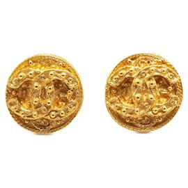 Chanel-Chanel Gold Plated Coco Mark Vintage Earrings 94A-Golden