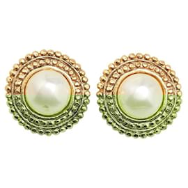 Chanel-Chanel Vintage Round Earrings-Golden