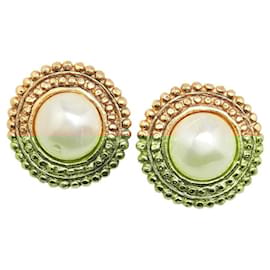 Chanel-Chanel Vintage Round Earrings-Golden